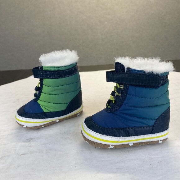 Robeez Baby  Aspen Winter Boots Shoes Unisex faux-fur Size 0-3 Months,Preppy,NEW - Picture 5 of 13